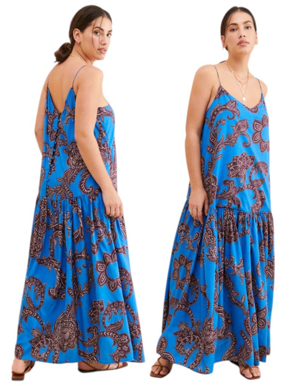 HTF Anthropologie Flounced Paisley Midi Dress by ATSU Plus Size 1X